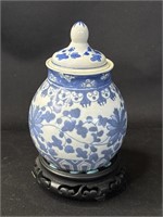 Vintage Asian blue & white ginger jar