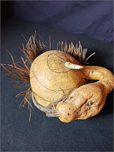 Handmade snake made out of a gourd