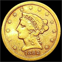 1862-S $2.50 Gold Quarter Eagle LIGHTLY