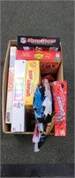 Box of assorted board games