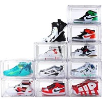 10 Pack Large Shoe Boxes Clear Stackable, Space