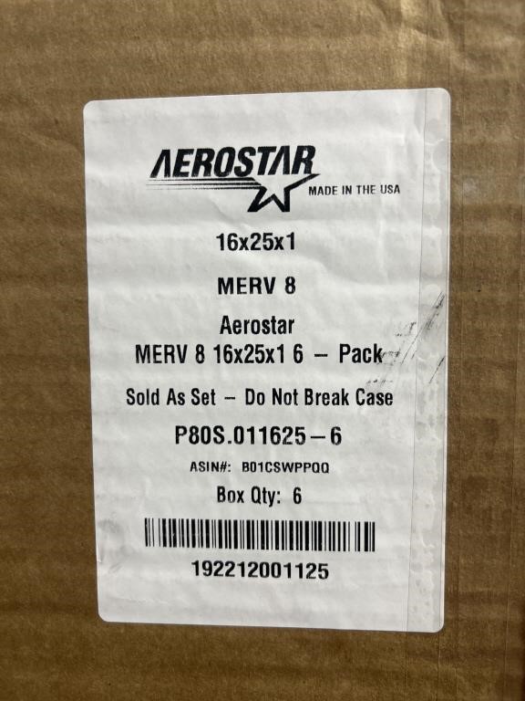 6-Pack Aerostar MERV8 16?x25?x1? Air Filters