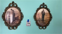 2  vintage ornate frames and prints