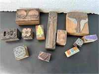 Vintage brass printing blocks.