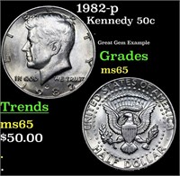 1982-p Kennedy Half Dollar 50c Grades GEM Unc