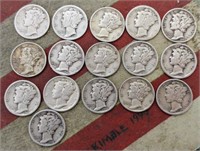 16 COMMON DATE MERCURY DIMES