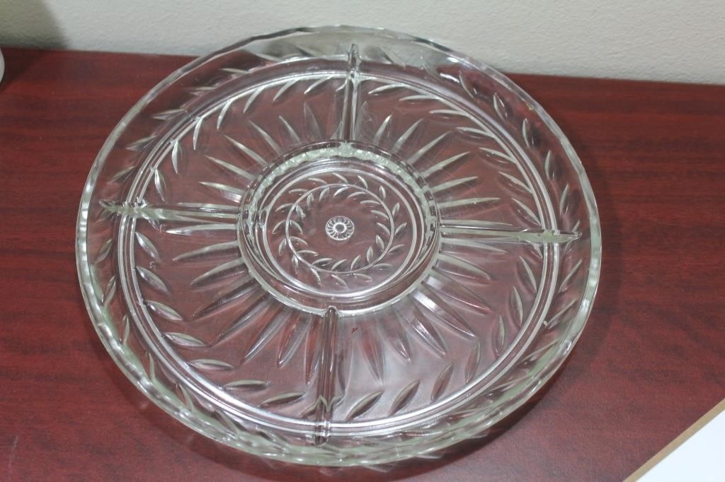 A Large Pressed Glass Center Tray