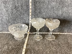Decorative Glass Bowl and Stemware