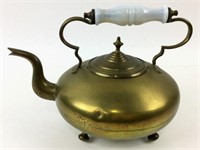 Vintage Brass Teapot W/ Glass Handle Grip