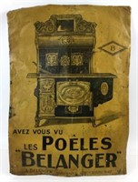 Antique Belanger Stove Tin Advertising Sign