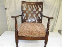 Wooden Armchair with Upholstered Cushion