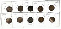 (10) 1904 Indian Head Cent Penny Lot