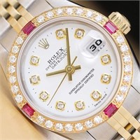 Rolex Ladies Datejust Ruby Diamond Watch