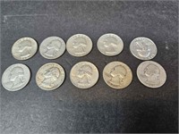 10 - 90% SILVER WASHINGTON QUARTERS