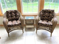 Gorgeous composite wicker chairs & side table....
