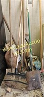 Yard tools as shown including Rakes,Shovels,Hand L