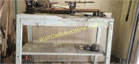 Old Wood Lathe with Table D.: 13" x 42.5" x 35"