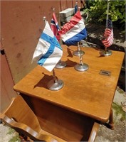 Five Miniature World Flags With Stands 12"