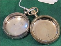LOT OF 2 EMPTY SILVER WATCH CASES LARGE 18 SIZE