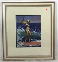 Surfer Chick Print on Canvas