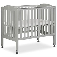 2 In 1 Folding Portable Crib In Cool Grey,