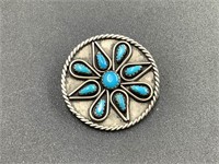 SILVER AND TURQUOISE PIN