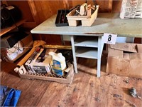 Desk, Contents Of Shelves, Tarps & Galvanized Tub