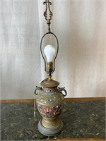Antique Champleve Enamel Over Metal Table Lamp
