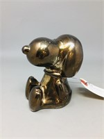 Vintage brass Snoopy coin bank