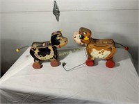 Vintage cow pull toys