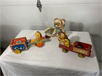 Various vintage animal pull toys