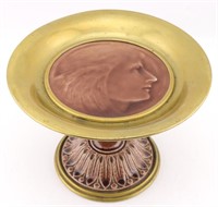 Bronze and Ceramic Tazza w/ Womans Profile