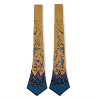 Pair of Chinese Silk Robe Sleeve Cuffs
