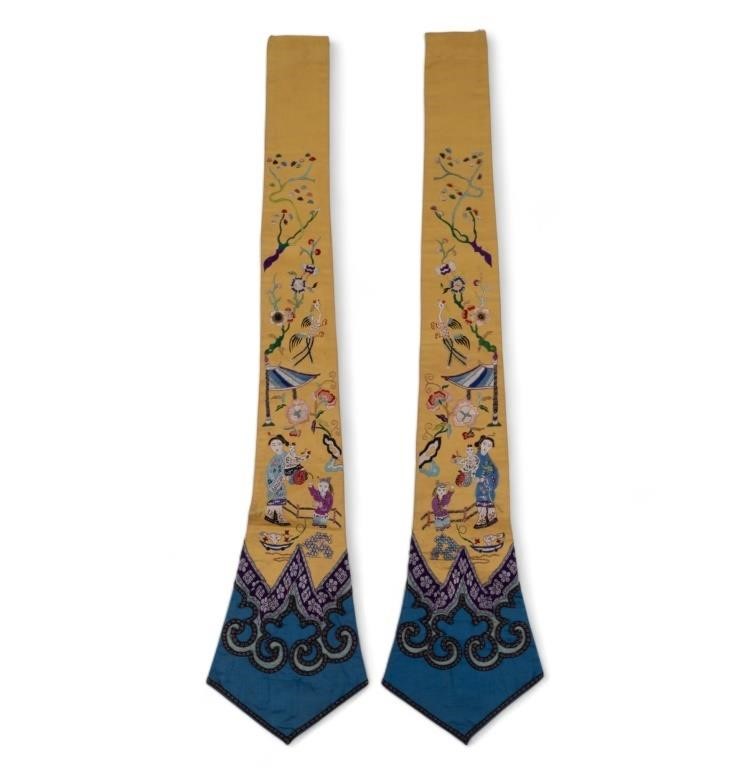 Pair of Chinese Silk Robe Sleeve Cuffs