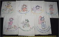 7pc Vintage Embroidered Mammy Tea Towel Set