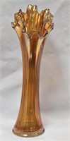 N.W. Fine Rib Carnival Glass Swung 12.5" Vase