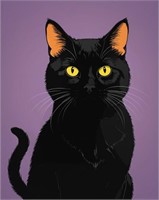 Portrait Of Black Cat Limited Edition Giclee