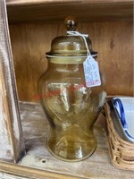 Vintage Large Amber Glads Apothecary Lidded Jar