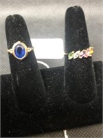 Two Ladies Rings, One 10k with Colored Stones