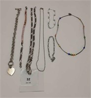 925 SILVER NECKLACES & BRACELETS - QTY 7 PCS