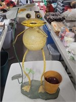 Tin Yellow / Green Frog Sculpture