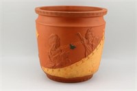 Chinese Redware Jardinere Butterflies Cats