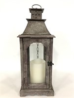 Large wood and metal candle lantern