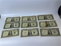 9 $1 Silver Certificates