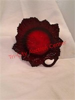 Fenton 9 inch leaf patterned red plate