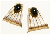 1" Navajo Onyx & Sterling Silver Earrings 4.8g