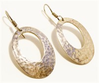 Mexican Hammered 925 Silver Oval Earrings 10.3g