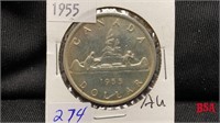 1955 Canadian silver dollar