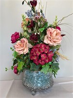 Large Footed Bowl Silk Flower Arrangement