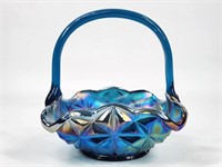 CARNIVAL GLASS HANDLED BASKET